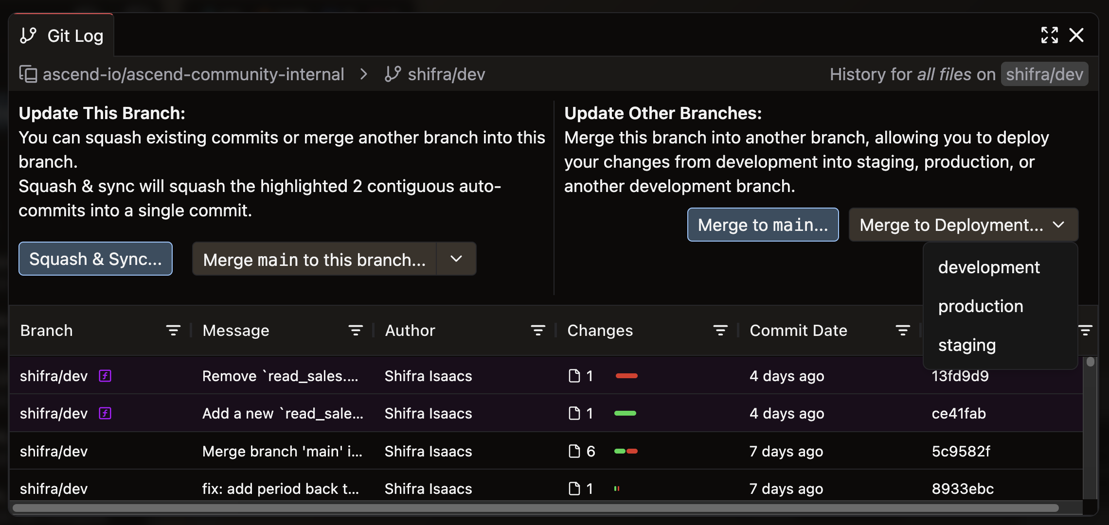 git log