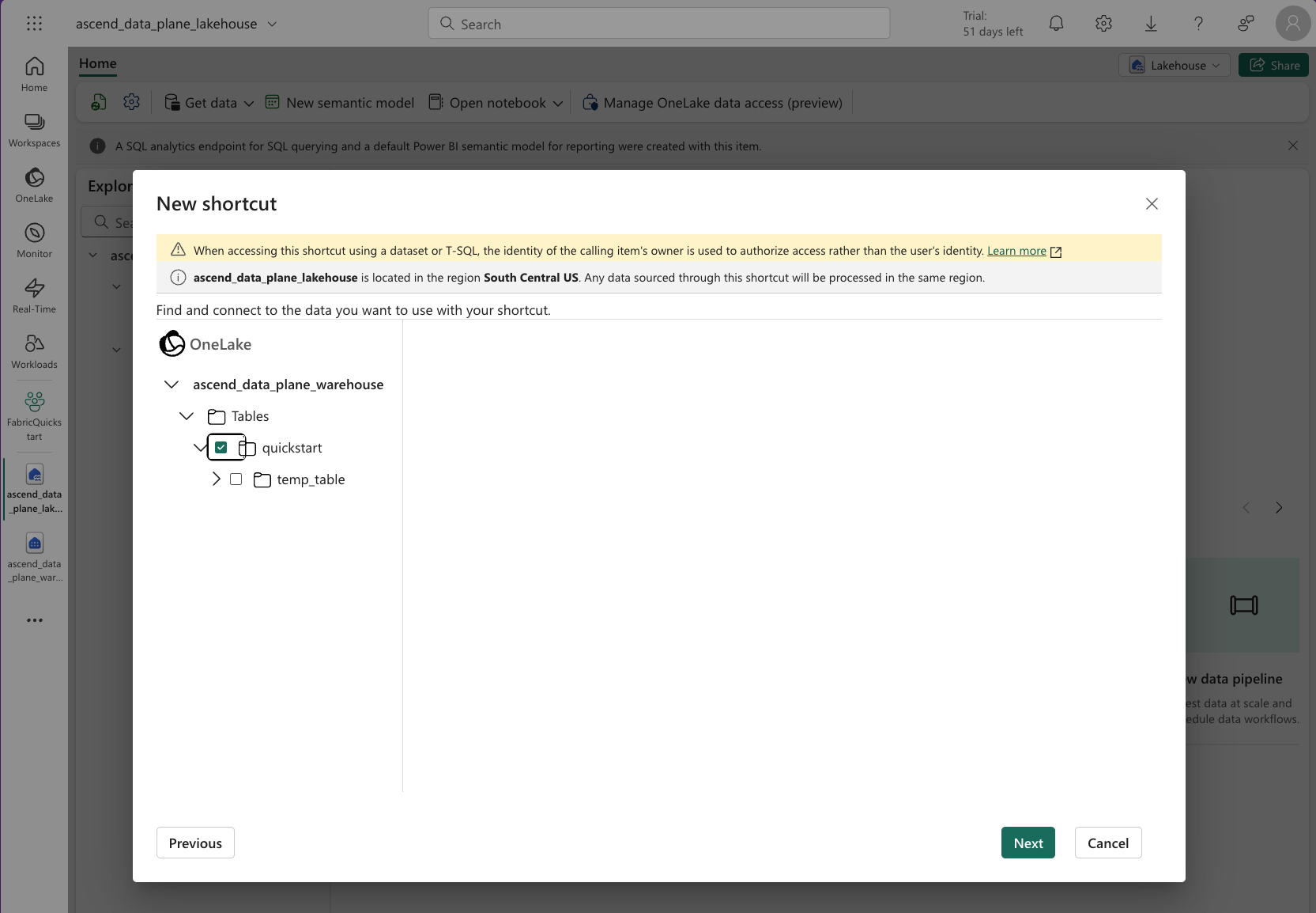 Create lakehouse schema shortcut pt2