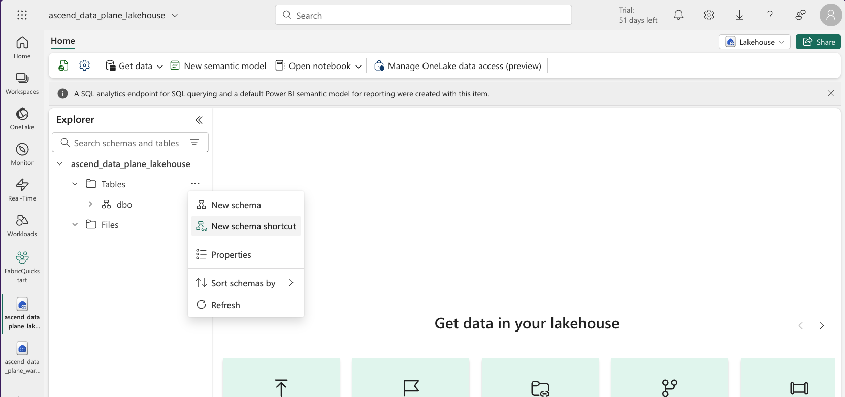 Create lakehouse schema shortcut